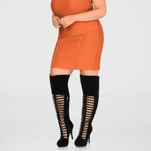 Black Suede Thigh Boots